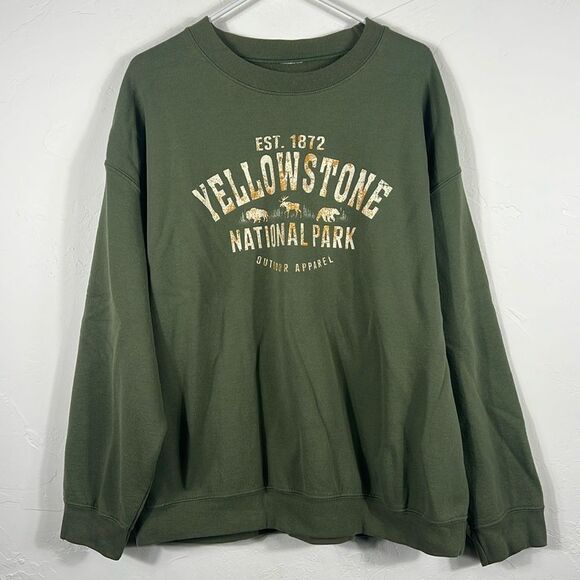 🔥🦌 Vintage YELLOWSTONE NATIONAL PARK Nature Crewneck Sweatshirt Unisex Sz XL - Picture 1 of 7